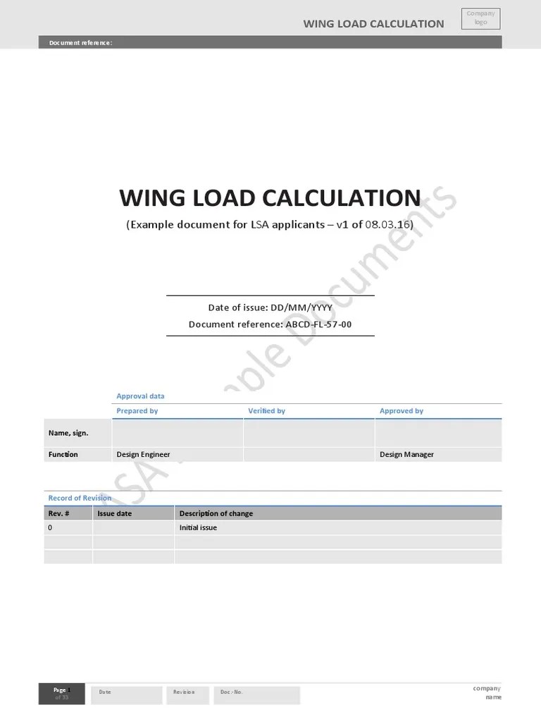 Wing Load Calculation PDF Lift (Force) Aircraft