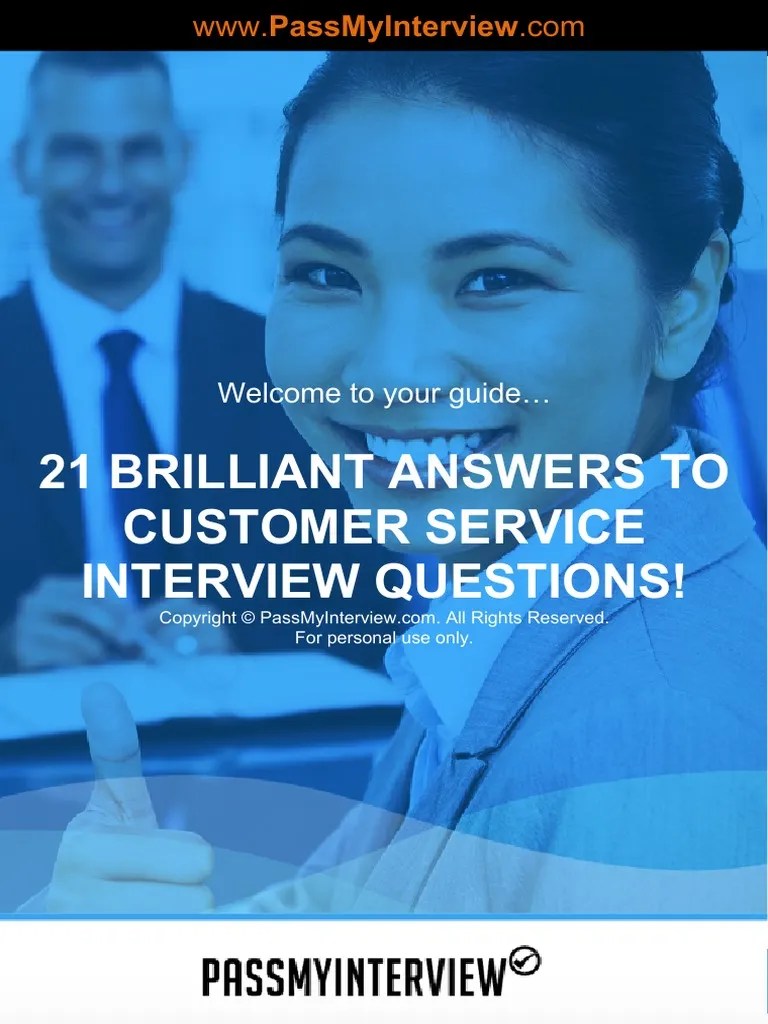 21 Brilliant Answers To Customer Service Interview Questions! PDF