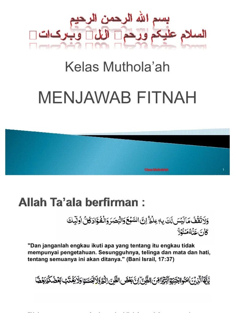 Mutholaah (Menjawab Fitnah) | PDF