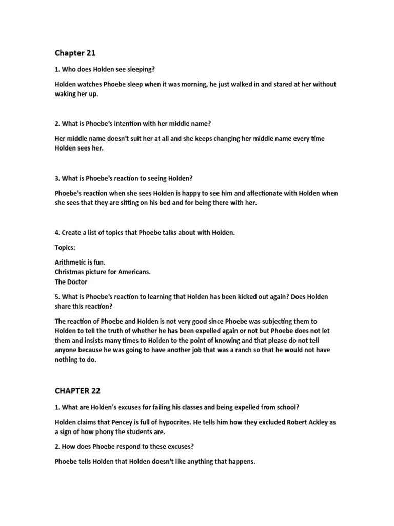 Chapters 21 Al 26 Catcher in The Rye PDF