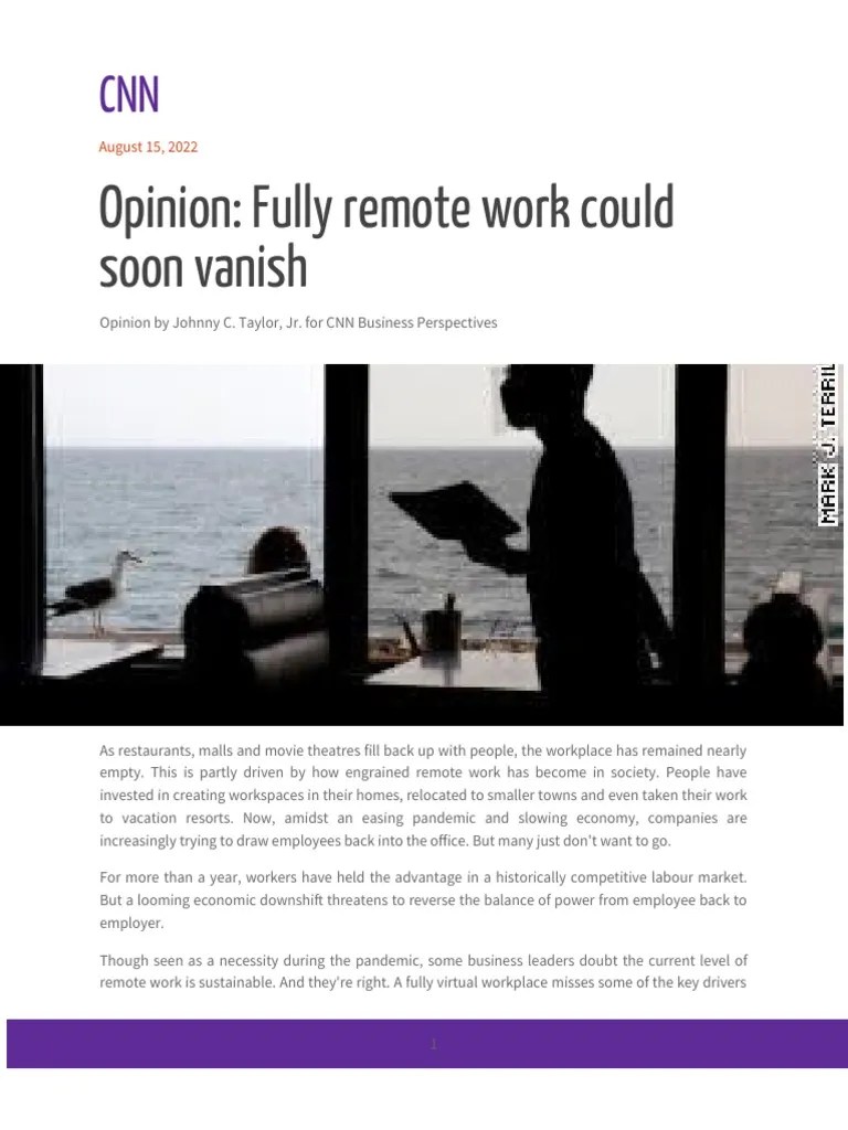 Opinion Fully Remote Work Could Soon Vanish PDF Employment