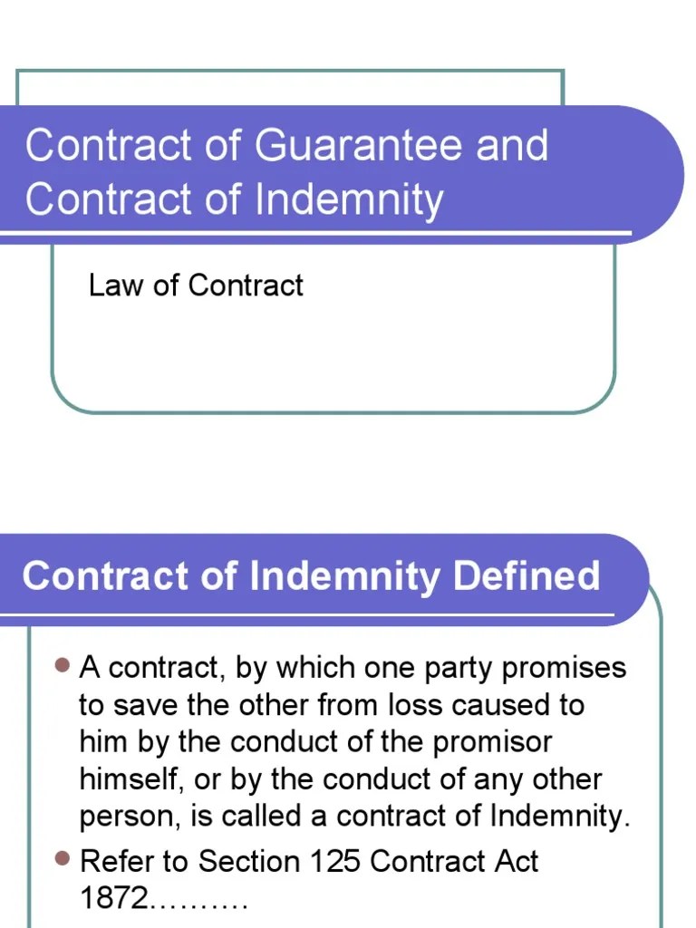 Contract of Guarantee and PDF Guarantee Indemnity