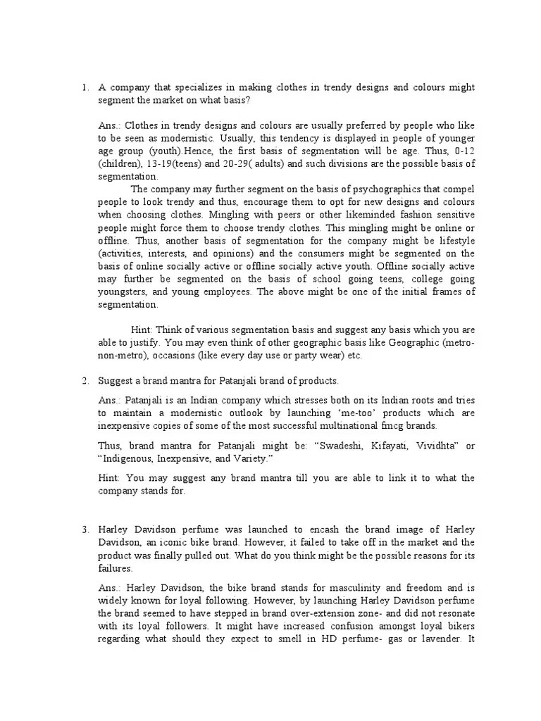 MM Examples of Application Based Questions PDF Market