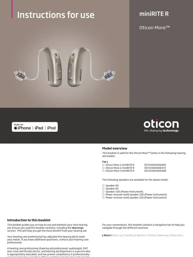 Proteza Oticon More Minirite R Instructions For Use | PDF | Hearing Aid