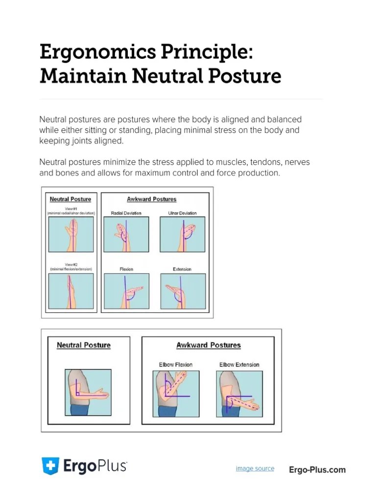 Ergonomics Principle Maintain Neutral Posture 1 PDF