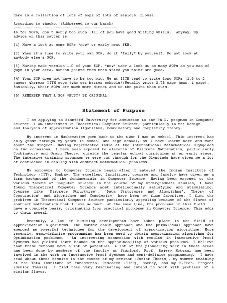 50 Statement Of Purpose Examples (Graduate School,.