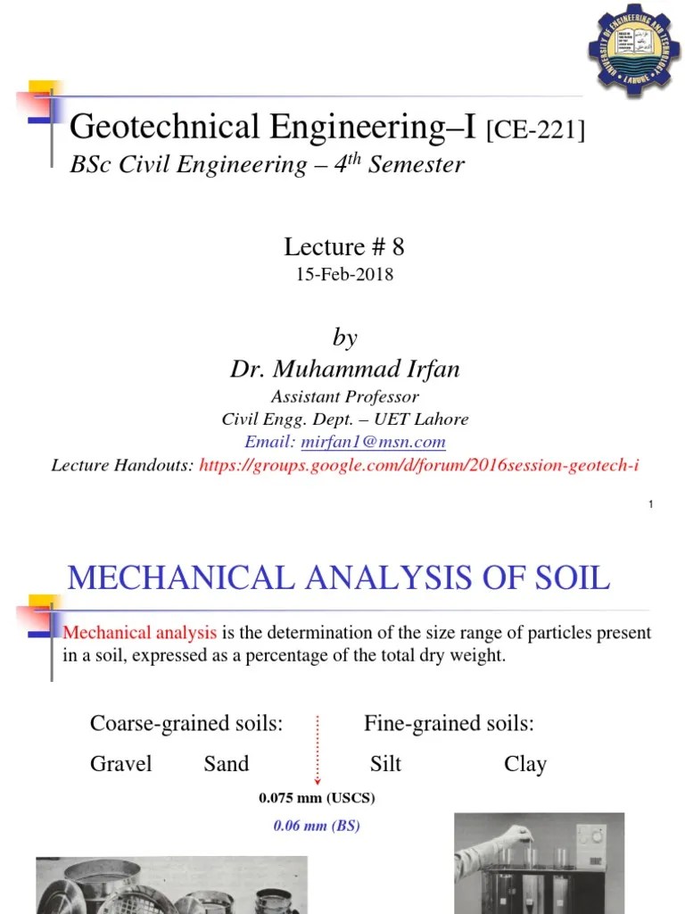 Lec 8 (Hydrometer Analysis) PDF Density Viscosity