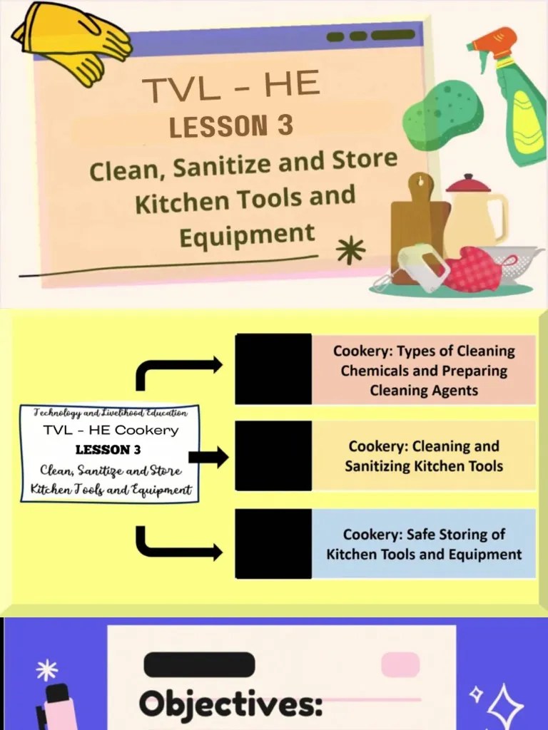 Lesson 3 Cleaning and Maintaining Kitchen Tools and Equipment PDF