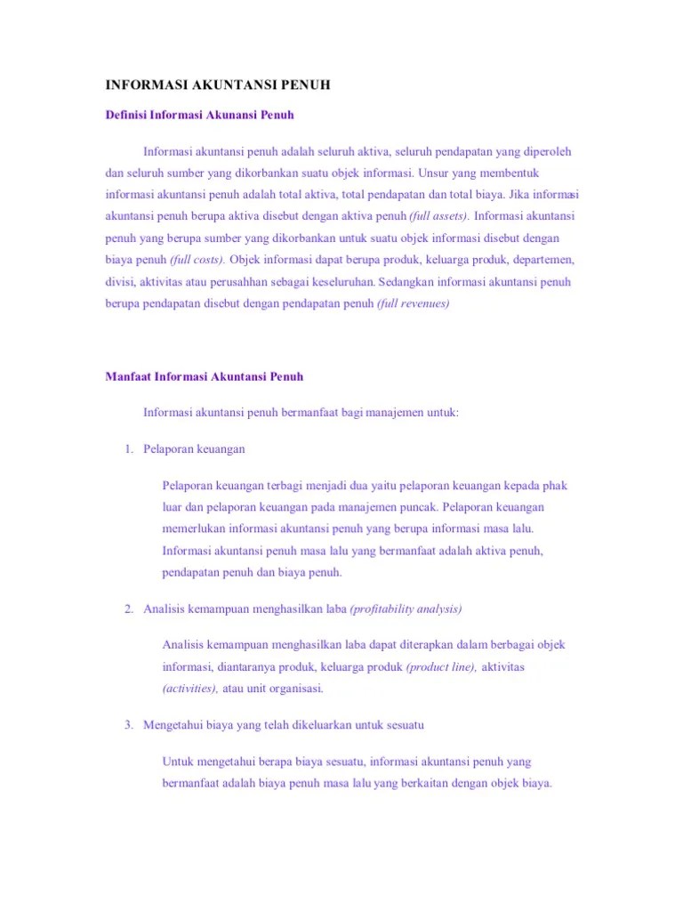 Informasi Akuntansi Penuh + Manfaat | PDF