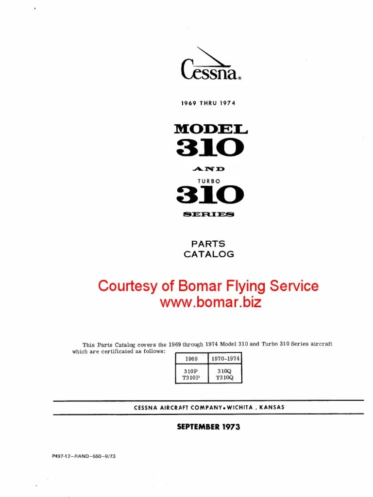 Cessna - 310, P, Q - 1969-1974 - Parts - Manual | PDF
