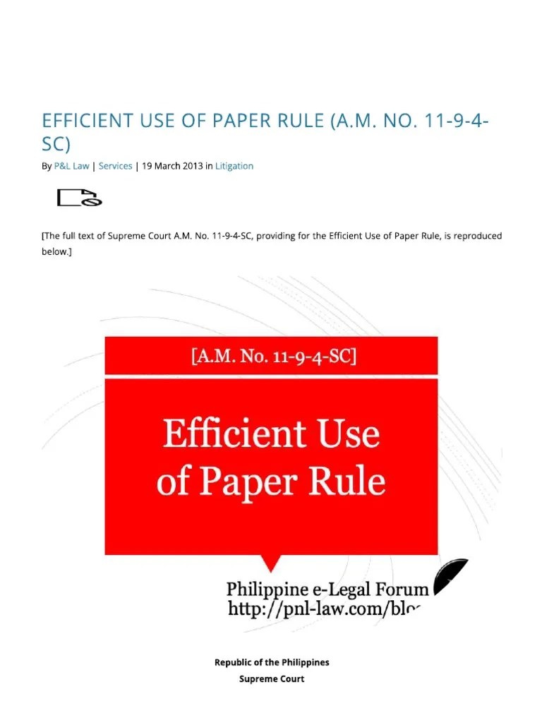 Efficient Use of Paper Rule PDF