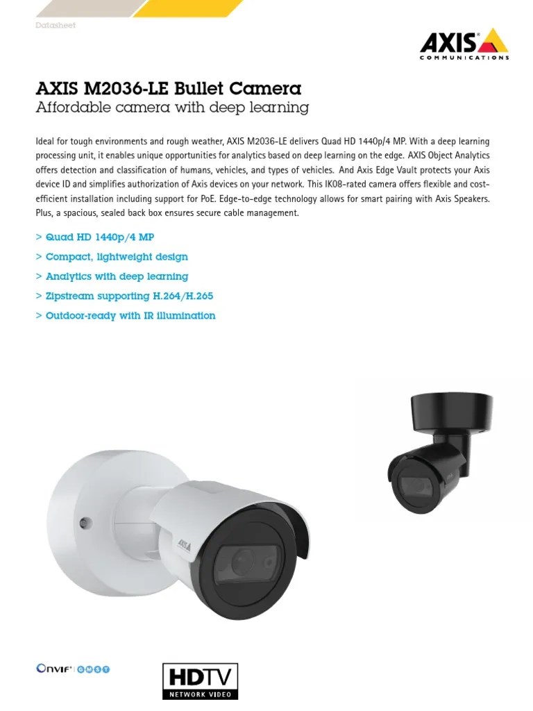 Datasheet Axis m2036 Le Bullet Camera en US 362821 PDF Video Camera