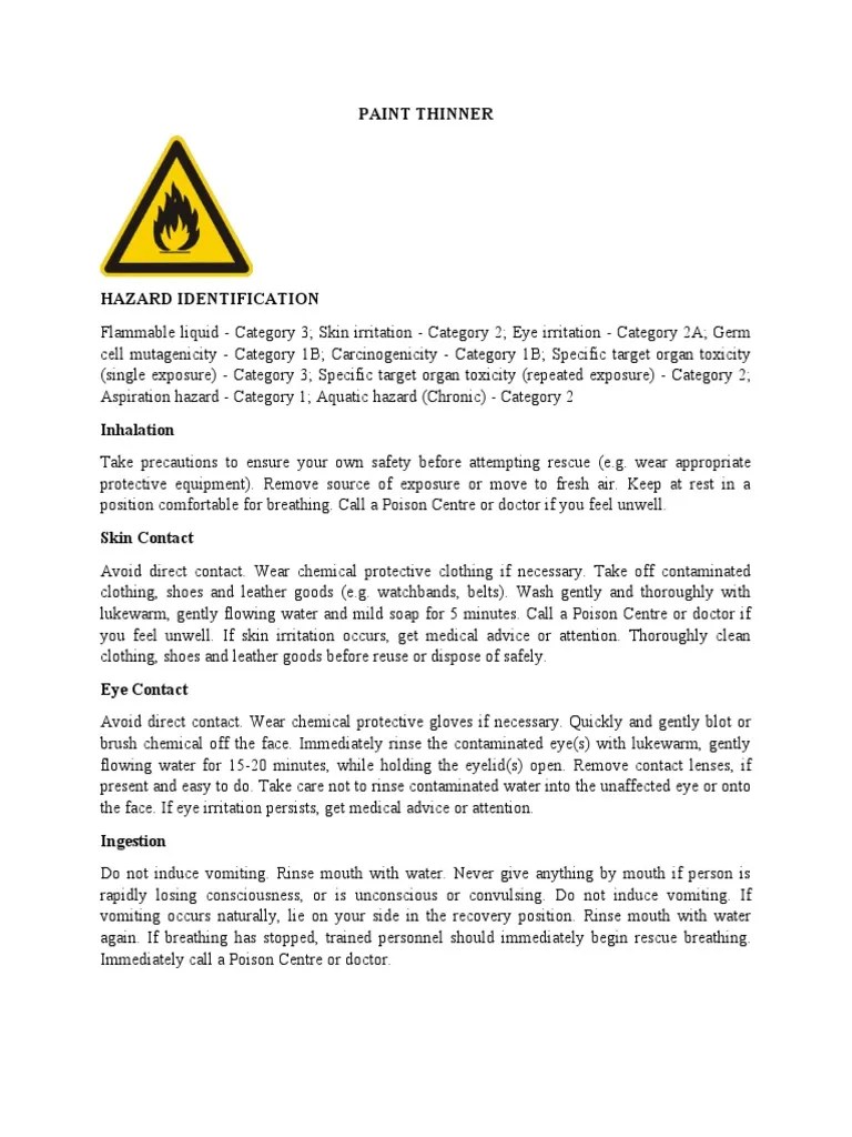 Understanding the Hazards of Paint Thinner PDF Personal Protective