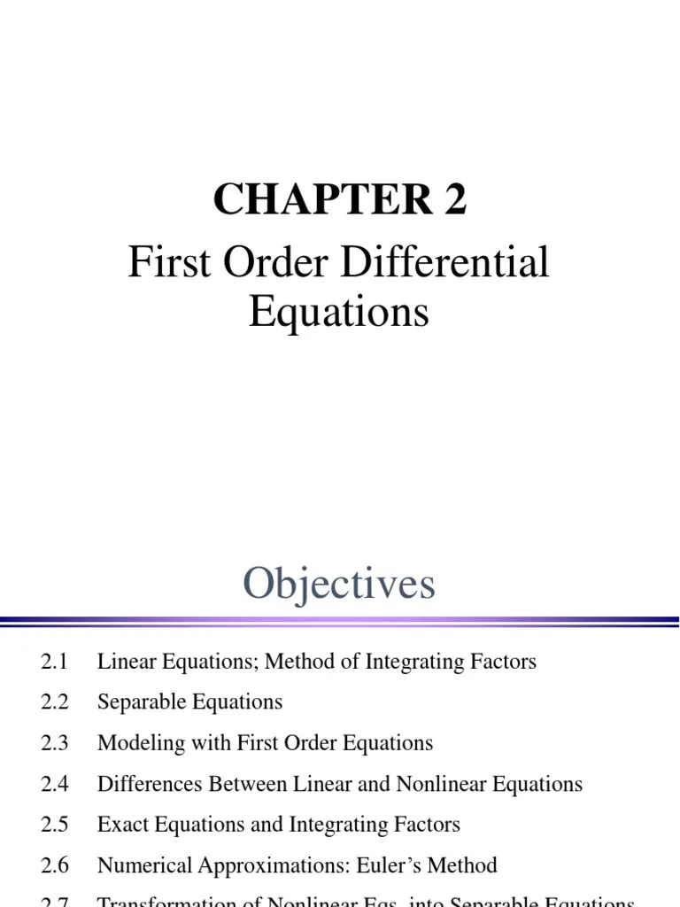 Chapter 2 First Order Differential Equation PDF Differential