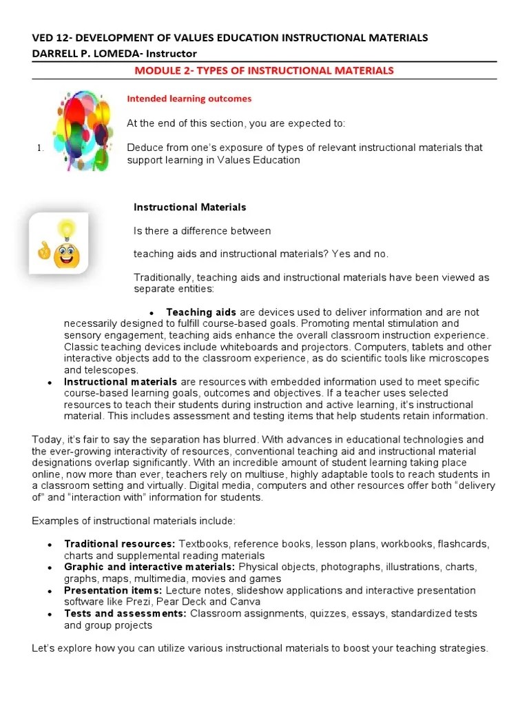 MODULE 2 Types of Instructional Materials PDF Teaching Method