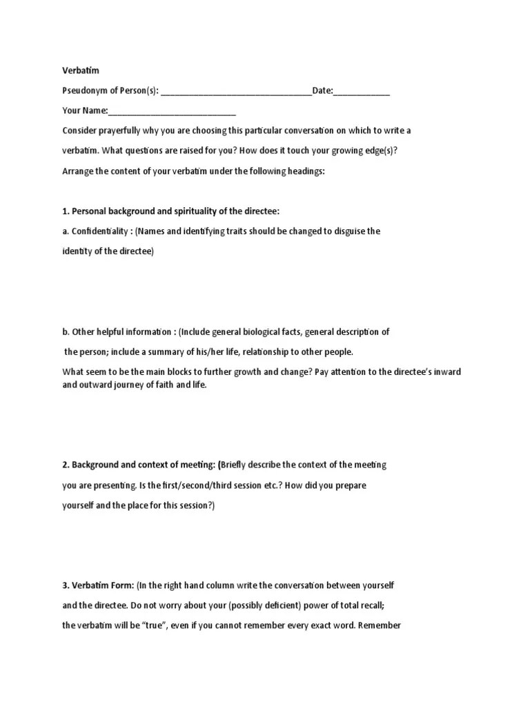 Verbatim Template PDF