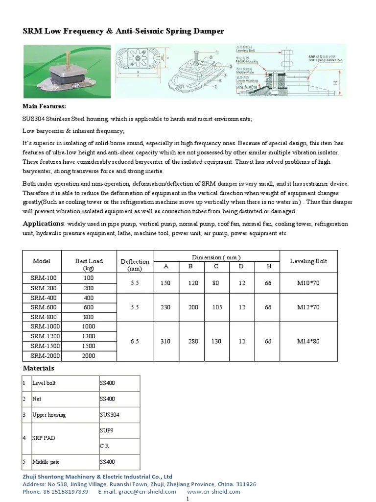 Shield Vibration Isolaion Product Sheet PDF Earthquake Engineering