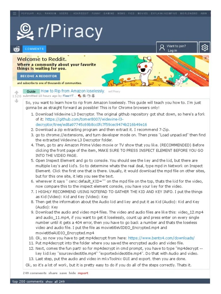 Old Reddit Com R Piracy Comments Km1pkl How To Rip From Amazon