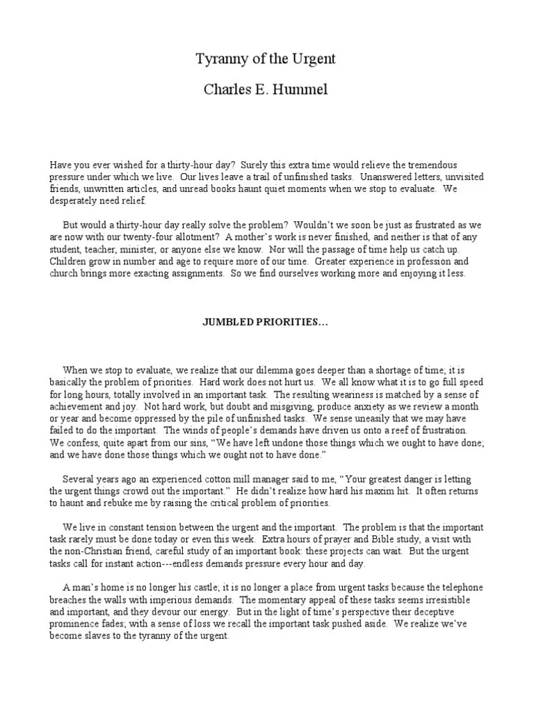 Tyranny of the Urgent Lazarus Of Bethany Jesus