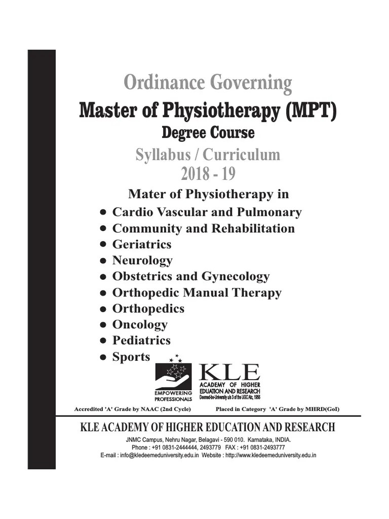 MPT Syllabus 2018 PDF Physical Therapy Thesis