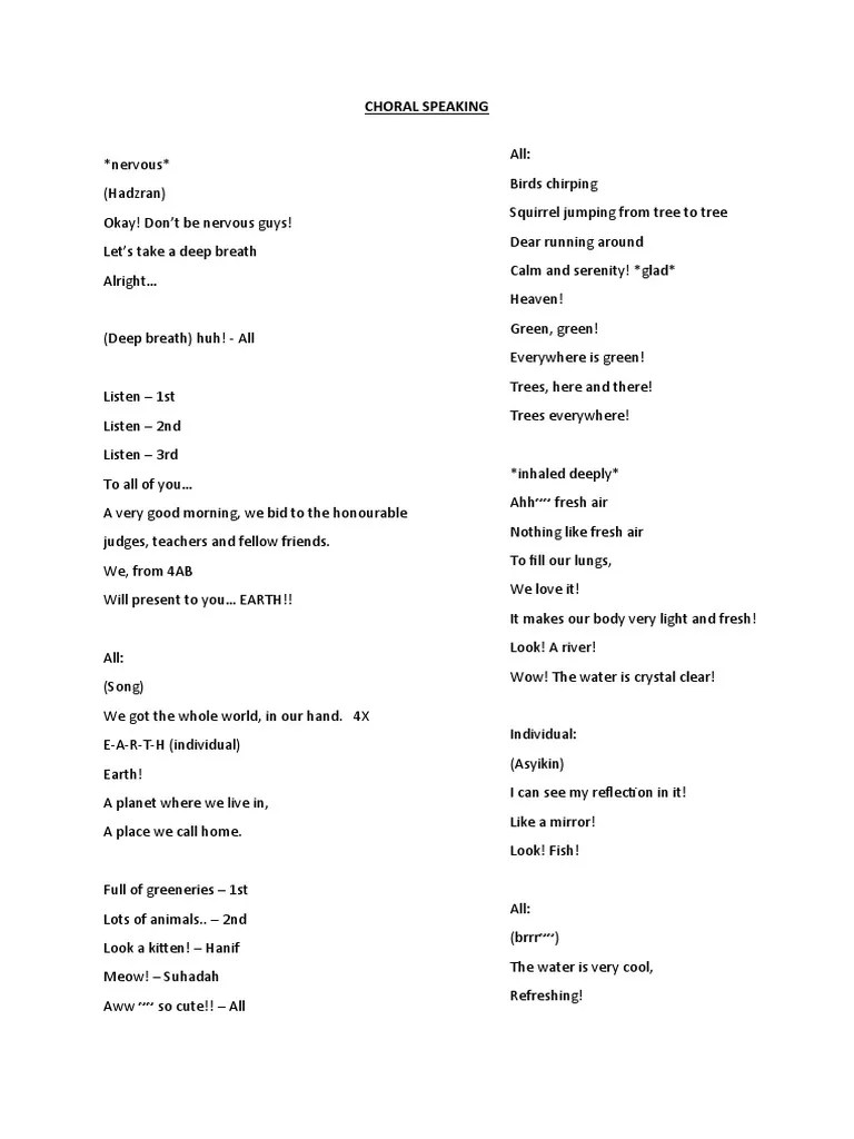 Script Choral Speaking PDF