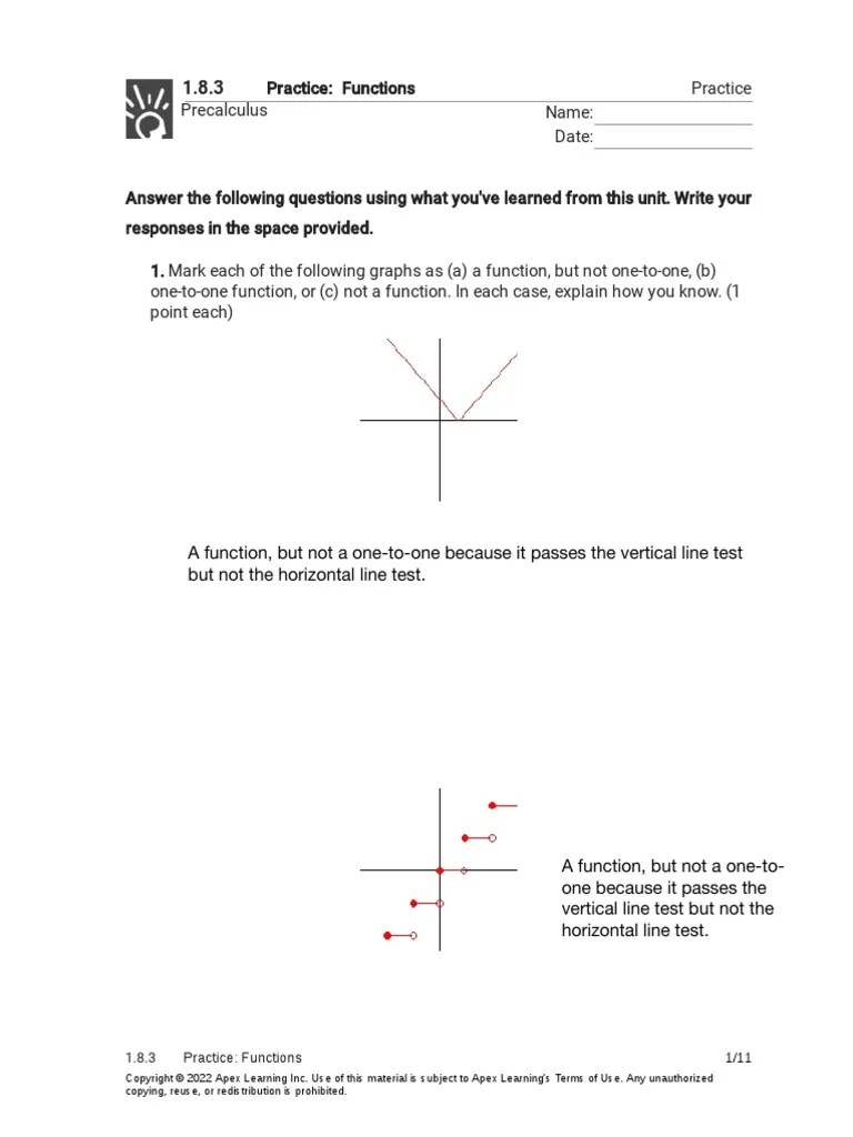 1.8.3 Practice - Functions (Practice) | PDF | Linearity | Mathematical