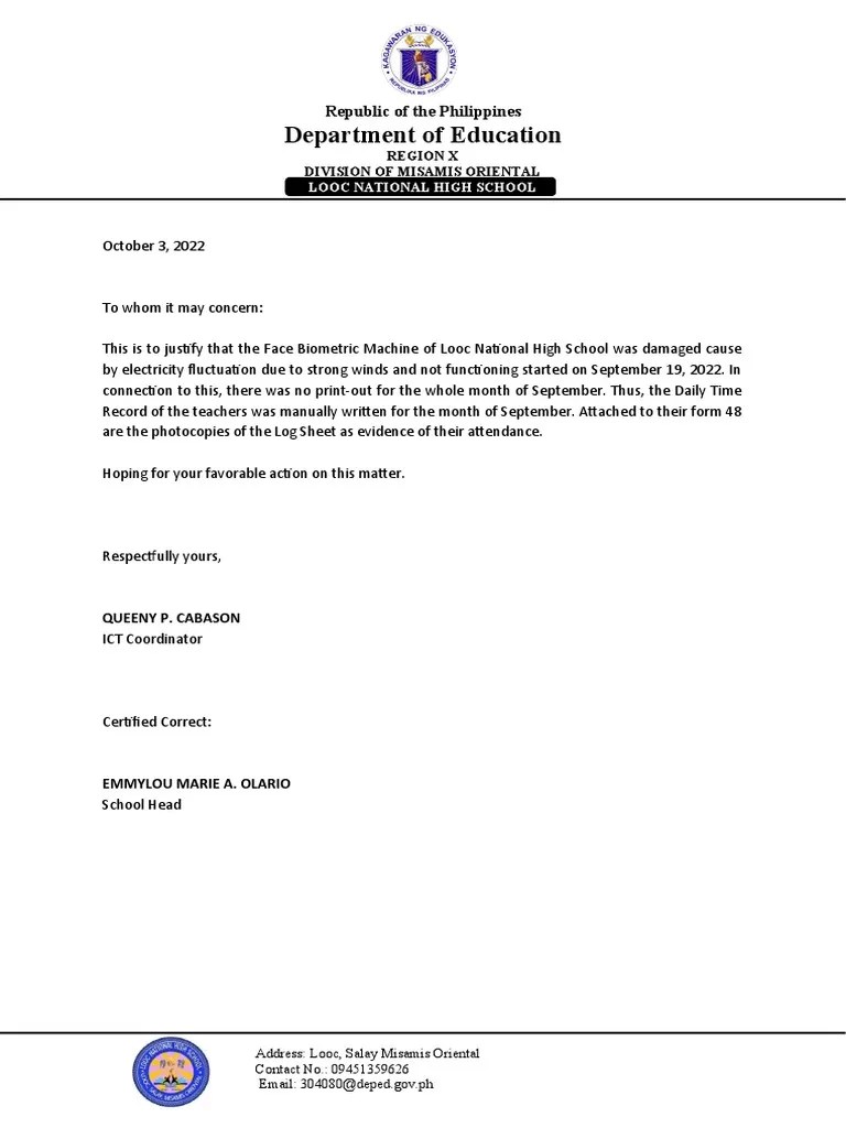 Justification Letter PDF