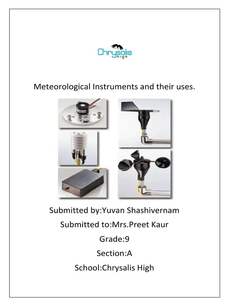Meteorological Instruments and Their Uses PDF Wind Speed
