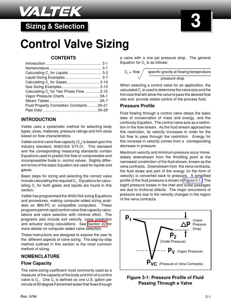 Control Valve SizingVALTEK PDF Fluid Dynamics Pressure