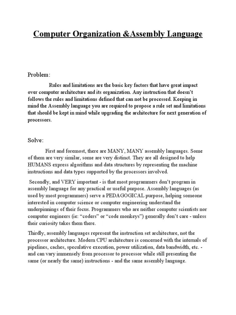 Understanding the Relationship Between Assembly Languages, Instruction