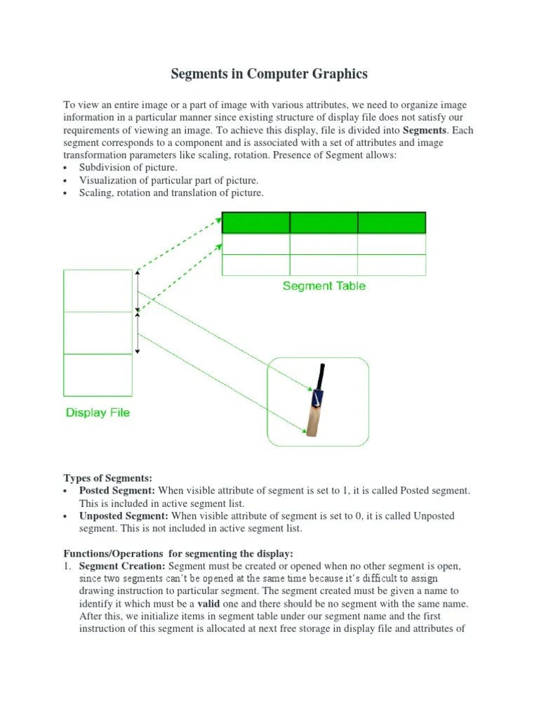 Segments in Computer Graphics PDF Computer File Graphics