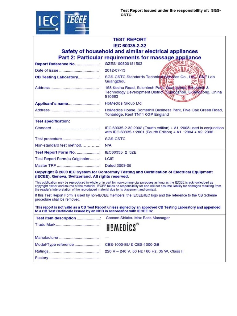 Safety of Household and Similar Electrical Appliances Part 2