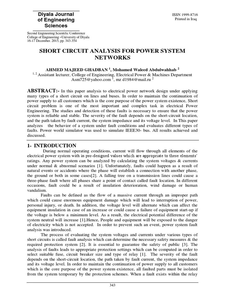 Short Circuit Analysis Download Free PDF Electrical Impedance