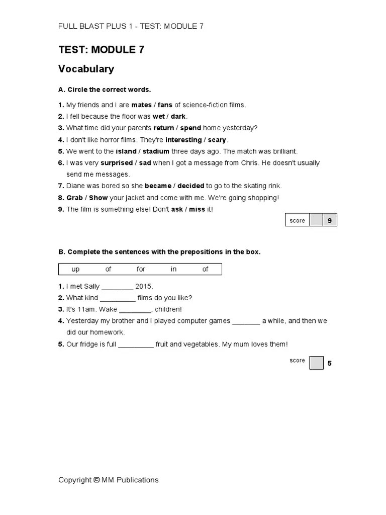 Full Blast PLUS 1 Test 7 PDF