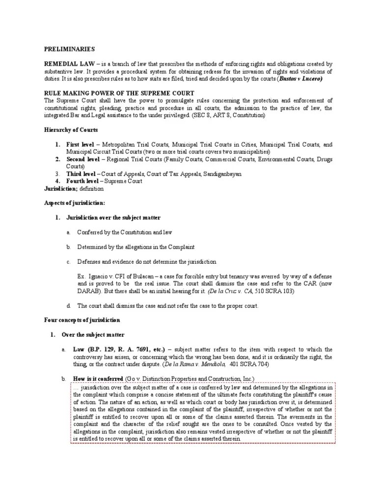 Remedial Law Final PDF In Rem Jurisdiction Jurisdiction