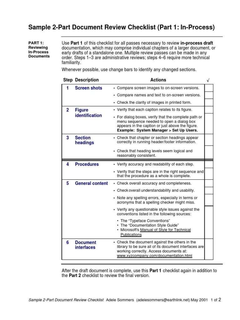 Document Review Checklists PDF Troubleshooting Usability