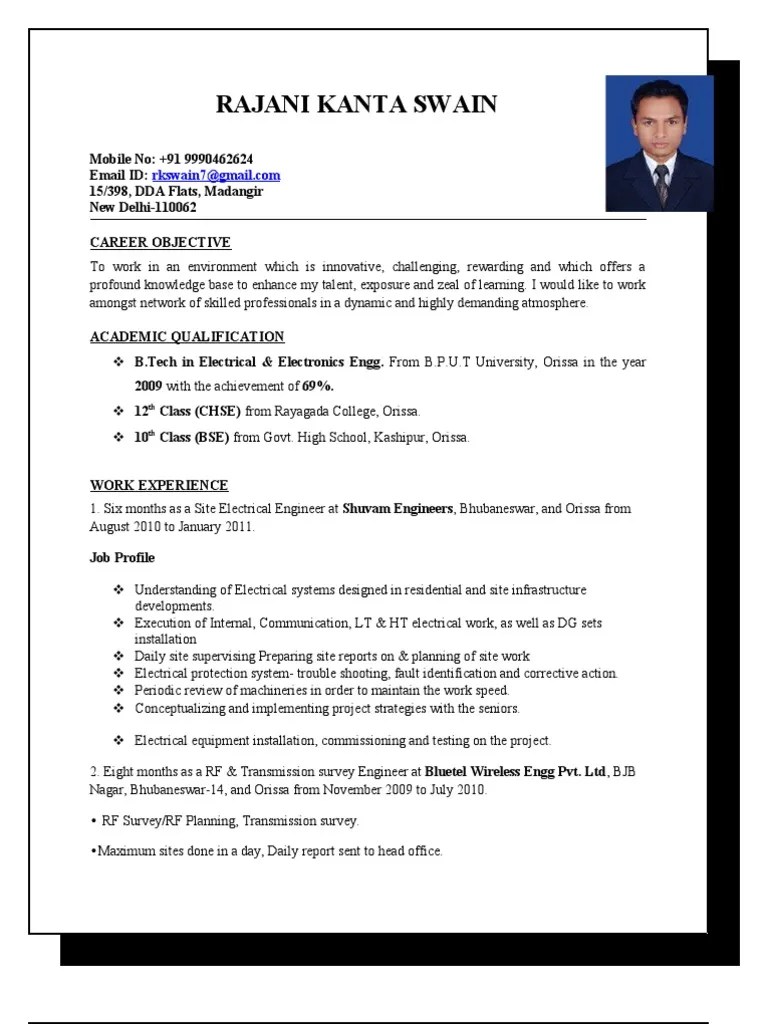 Electrical Engineer Resume PDF
