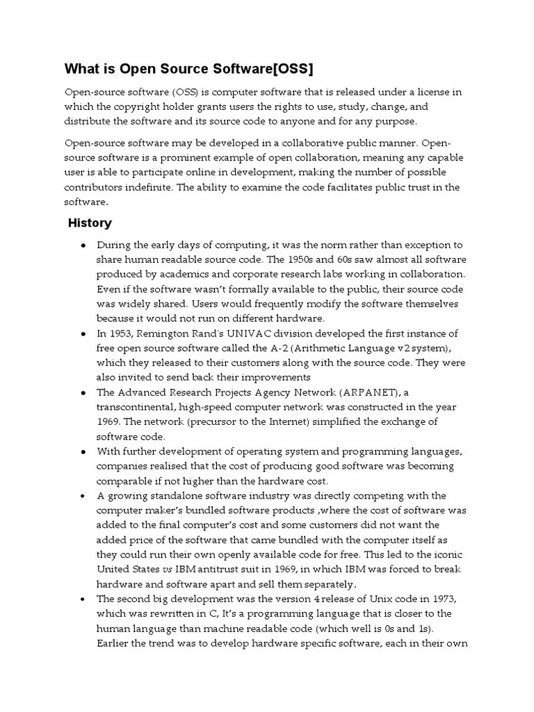 What Is Open Source Software PDF Source Code Software