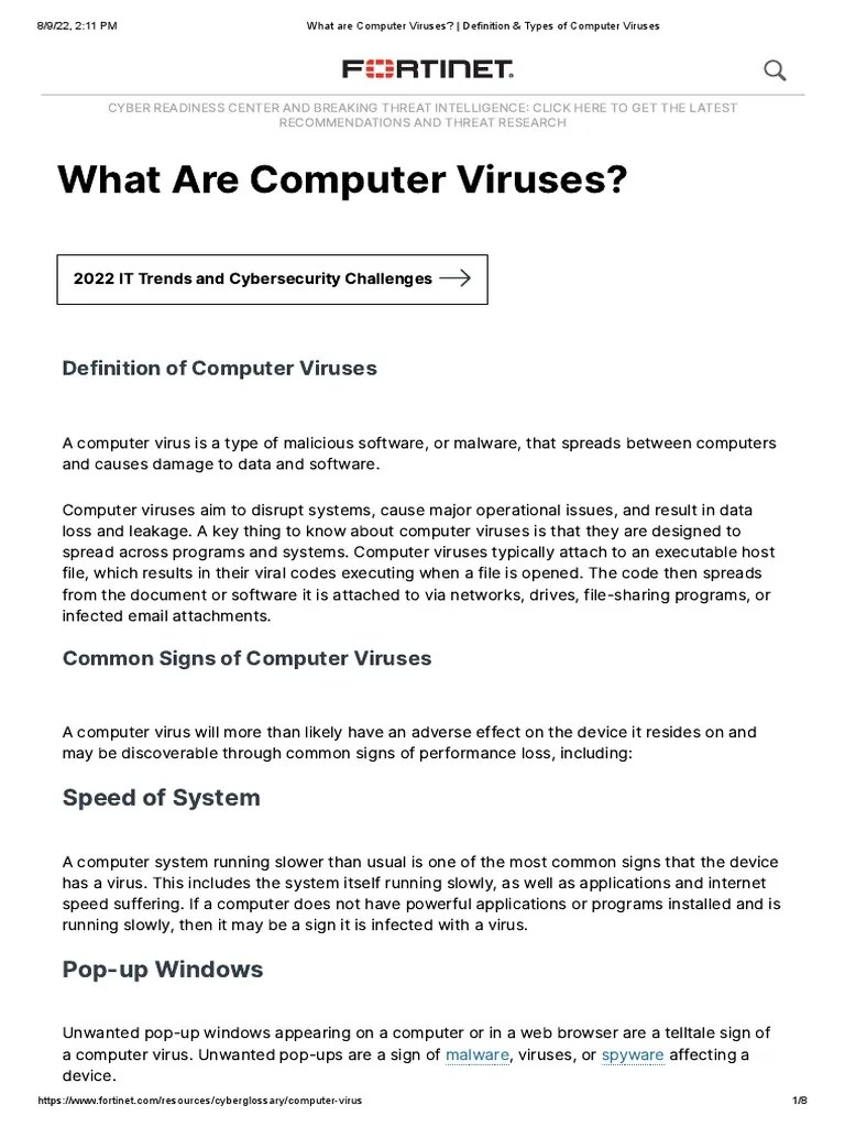 What Are Computer Viruses Definition & Types of Computer Viruses PDF Computer Virus Malware
