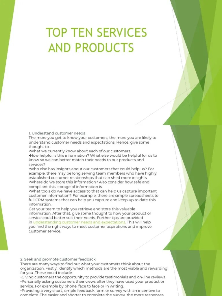 Top Ten Services and Products PDF Computer Keyboard Customer