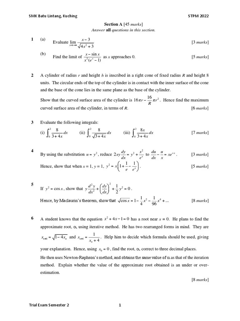 Test 2 Kuching Ques&Ans PDF Mathematics Mathematical Analysis