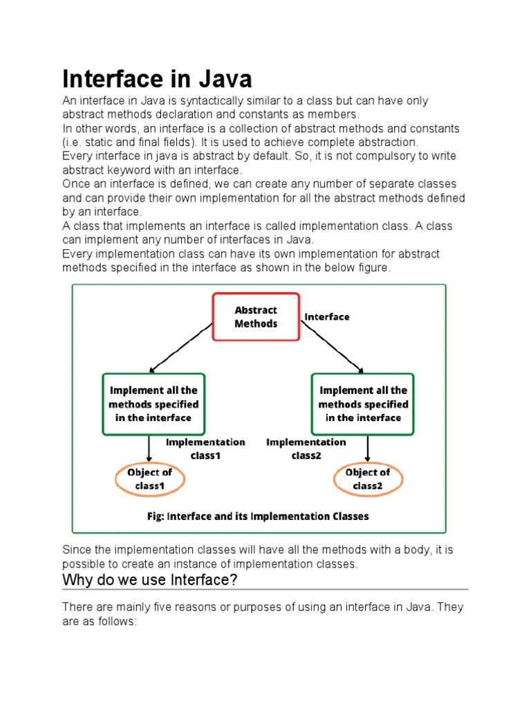 Interface in Java Extending, Implementing Interface PDF Class