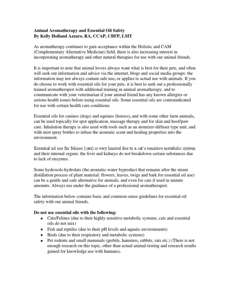 Animal Aromatherapy Safety PDF Essential Oil Aromatherapy