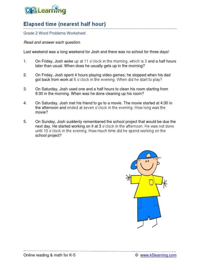 Grade 2 Time Word Problems B PDF