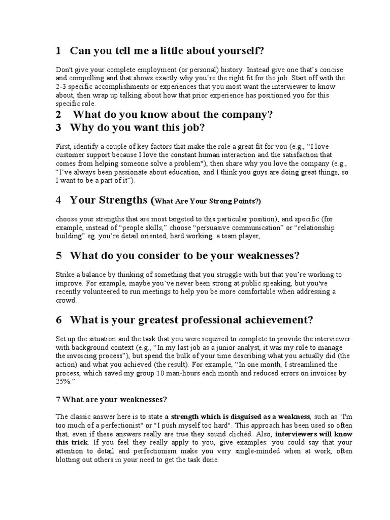 Can You Tell Me A Little About Yourself PDF Perfectionism