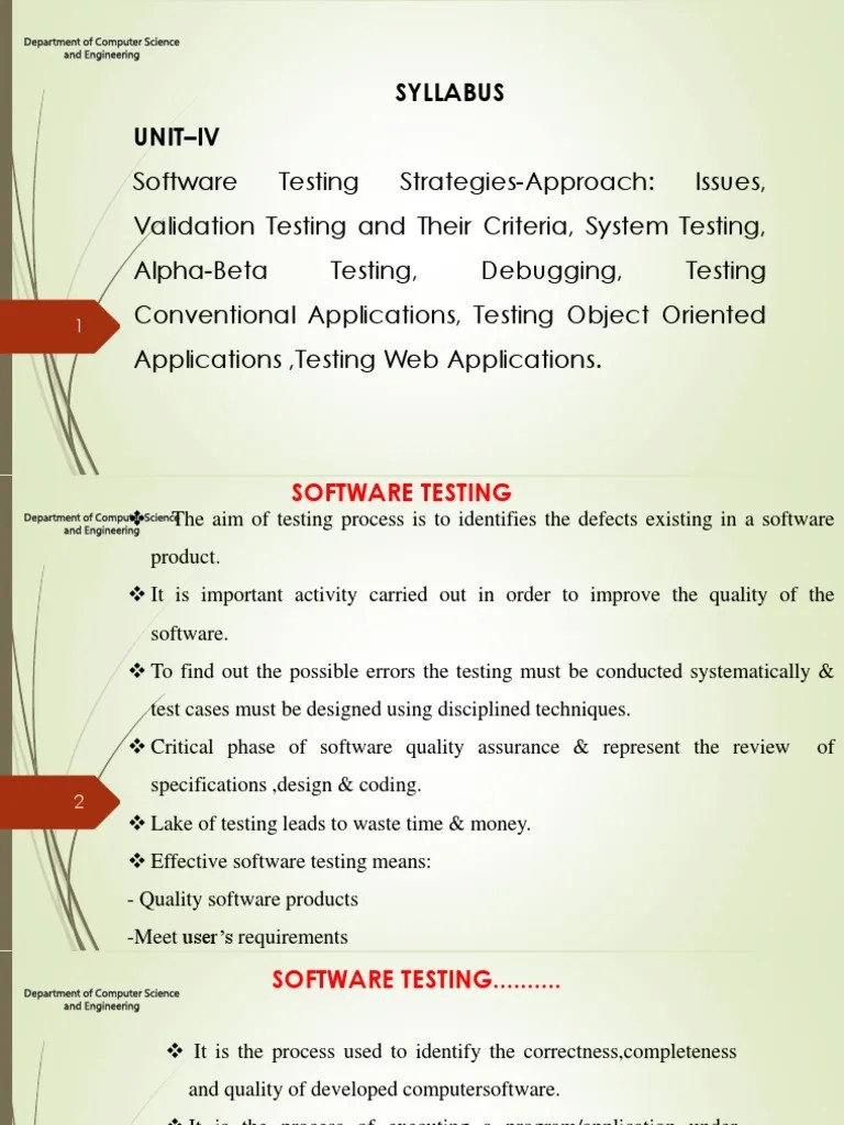 UNIT 4 SOFTWARE Testing PDF Software Testing Software