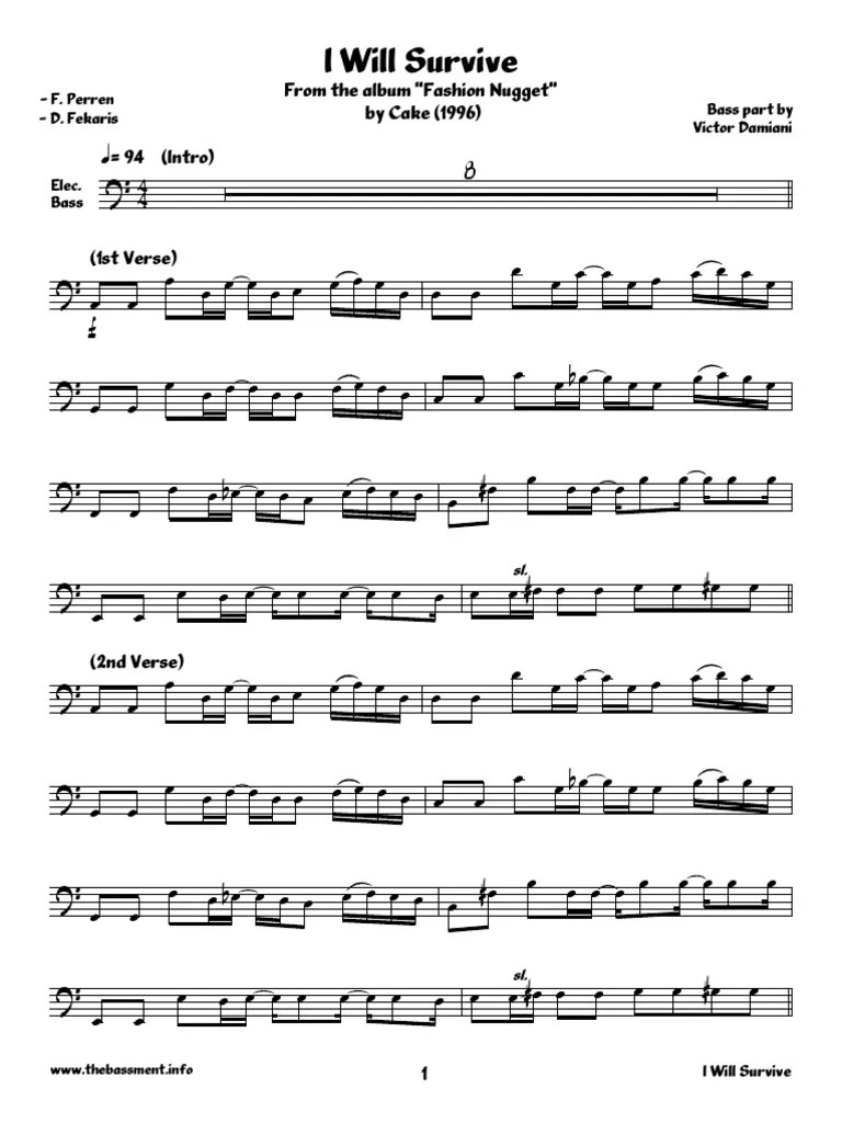 Cake I Will Survive Notation PDF