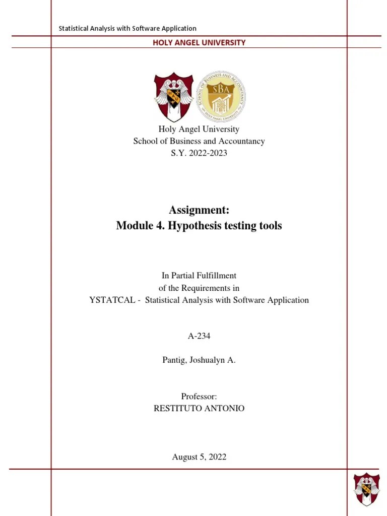 Module 4. Hypothesis Testing Tools PDF Statistical Significance P