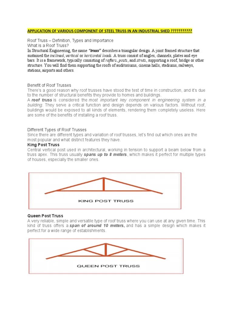 Component of Steel Truss | PDF | Truss | Roof