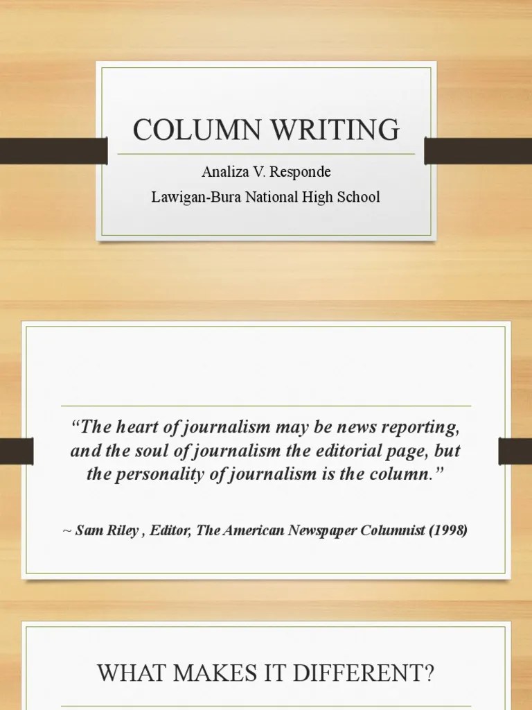 Column Writing. Avr PDF Journalism Science